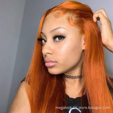 Megalook Ginger Color Orange Lace Frontal Wig Transparent Lace Human Hair wig